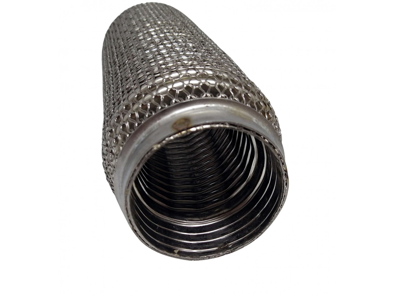 Гофра глушника 50x200 3-х шарова посилена Interlock кольчуга (короткий фланець/нерж.сталь) Гофра глушника 50x200 3-х шарова посилена Interlock кольчуга (короткий фланець/нерж.сталь)